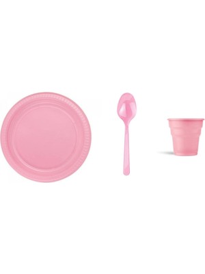 Ambalaj Evi Pembe Plastik Tabak Seti
