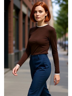 PayBuy Kadın Fitted Viskon Ribana Bluz Dik Yaka Standart Kol Uzun Kollu Casual Günlük Giyim Ürün Kaliteli