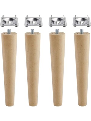 Misda Store Ahşap Mobilya Koltuk Kanepe Sehpa Masa Ayağı Ayakları M8 Civatalı 20 cm + Bağlantı Aparatlı 8'li Set