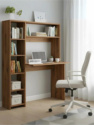Freehome Premium Mdf Ürün Modern Kitaplıklı Çalışma Masası | Raflı Öğrenci ve Home Ofis Bilgisayar Masası