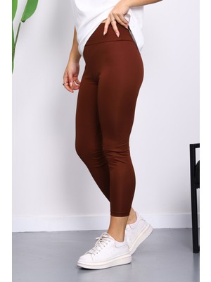 İmaj Butik Kahverengi Yüksek Bel Dalgıç Tayt