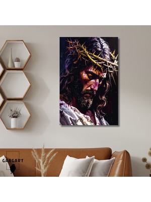 Gaagart Tekli Dikey Kanvas Tablo Soyut Hz. Isa Silüeti