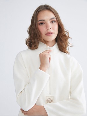 LC Waikiki Lcw Modest Dik Yaka Baskılı Polar Kadın Sweatshirt TUNIK_8684690524781