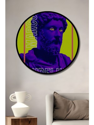 Teona Ahşap Dekoratif Ahşap Yuvarlak Çerçeve Görünümlü Tablo Marcus Aurelius