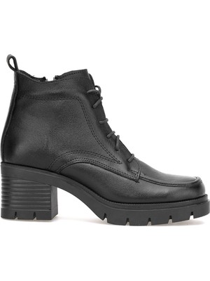 Ayakkabı Fuarı Elit Alvarine Kadın Hakiki Deri Topuklu Bot Siyah