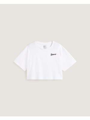 Vans Classic Script Kadın Beyaz T-Shirt - VN000QDF