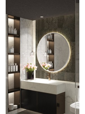 Wallover Design Kablosuz Pilli Ledli Beyaz Mdf Çerçeveii 4mm Kalite Dekoratif Ayna (Piller Hediye)