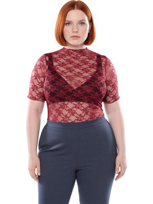 Ersefa Kadın Örme Bluz Zarif Tül Detaylı Yüksek Yaka Uzun Kollu Tasarım Kaliteli Şık Rahat Modern