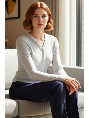 FRM Kadın Vücuda Oturan Kapüşonlu Düğmeli Uzun Kollu Örme Üst Kaliteli Şık Rahat Modern Zarif Günlük