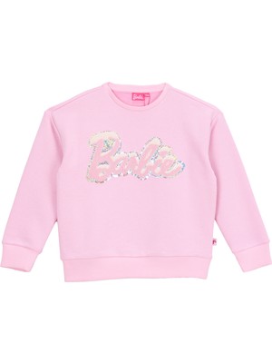 Barbie Baskılı Kız Çocuk Pembe Sweatshırt BRB5WG-SWT6605