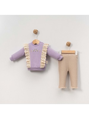 Gültekin Bebe Çakar Bebe 6-18 Aylık Güllü Nakışlı 2li Takım -8035155 - Lila