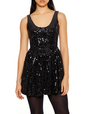 F21 Payetli Mini Elbise