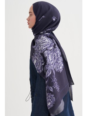 Carell Floriva Monogram Floş Şal Koyu Mor