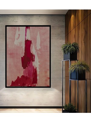 Teona Ahşap Dekoratif Ahşap Dikdörtgen Tablo Kırmızı Izler Çerçeve Görünümlü
