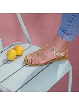 Meduse Kadın Sarı Sandalet SUN 201 -F - Dore Paillete Parlak Malzeme ile Şık Tasarım