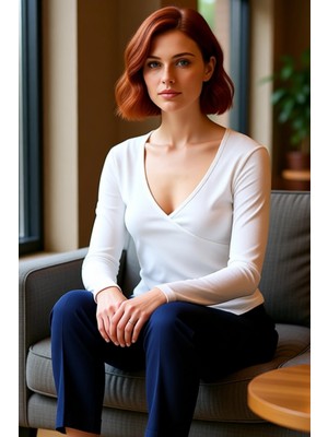 FRM Kadın Moda Şık Regular Kruvaze Yaka Slim Kalıp Örme Fitted Vücuda Oturan Yaka Kol Fitilli Esnek Bluz