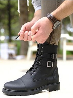 Oksit Falcn Benny Çift Tokalı Kemerli Postal Bot Rahat Yürüyüş İçin Kısa Topuklu Platform