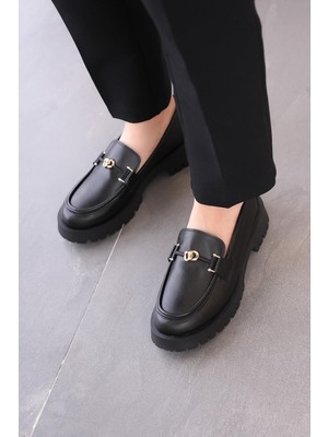 Stilbagshoes Herminia Ithal Toka Detaylı Leofer Kadın Günlük Ayakkabı Siyah