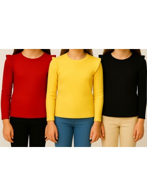 Özge Başaran Kız Çocuk 3'lü Uzun Kollu Badi. 6 Ay 7 Yaş Arası 3 Lü Badi Seti Fırfır Detaylı %100 Pamuk  Kız Bebek