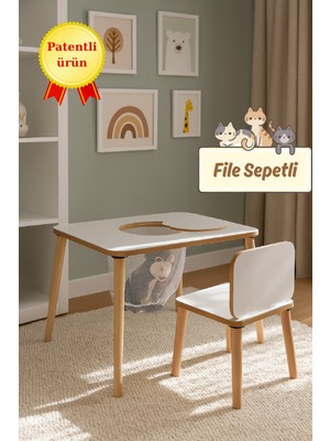 Mesavista Çocuk Aktivite Masası, Çalışma Masası Sandalye Takımı Sepetli Etkinlik Masası- Yaz- Sil Yüzey