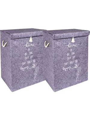 Tex Republic (2 Adet)Keçe Kapaklı Mega Kutu Organizer -Çamaşır Sepeti-Çok Amaçlı Kullanım 41X30X55 cm