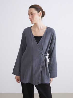 LC Waikiki Peak Yeni Sezon Kruvaze Yaka Dokulu Kadın KIMONO_8684690482623