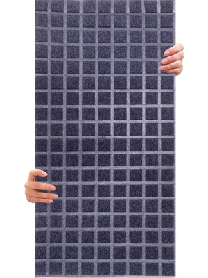 Kendinden Yapışkanlı Akustik Ses Yalıtımı, Duvar Ses Yalıtım Paneli, Ses Emici Keçe Panel, Dekoratif Kare Desenli Keçe Panel 45X90 cm / 2 Adet / 0,81 M² Lacivert