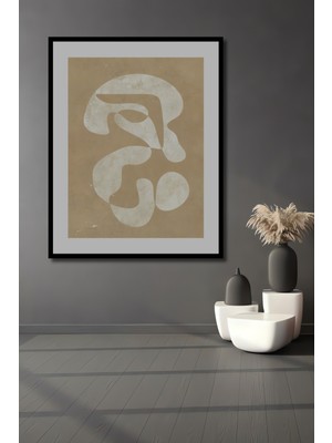 Teona Ahşap Dekoratif Ahşap Dikdörtgen Tablo Soyut Figürler Çerçeve Görünümlü