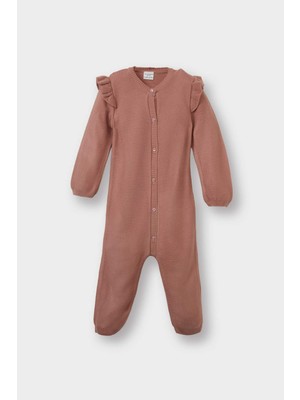 DeFacto Uzun Kollu Düğmeli Triko Tulum Kız Bebek Yenidoğan F3227A525WN