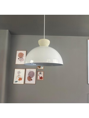 Bamyum Yimpi Beyaz Avize Dokulu Şapka Başlık Tekli Sarkıt Salon Mutfak Kuaför Cafe Lamba Dekoratif