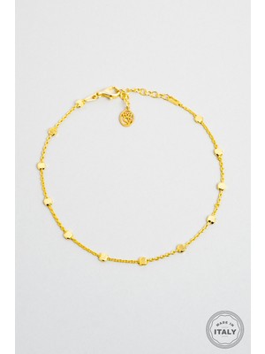 So CHIC İtalyan Minimalist 18 Ayar Sarı Altın Kaplama 24 Cm Gümüş Halhal