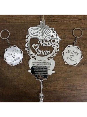 Olur O Zaman Kişiye Özel Osmanlı Turalı / 2 Anahtarlıklı / Dikiz Aynası Süsü