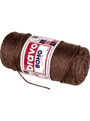 Bravo Boho Simli Polyester Makrome İplik 200 gr 270 Metre (Renk Kodu: 205) Taba