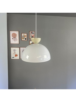 Bamyum Yimpi Beyaz Avize Krem Şapka Başlık Tekli Sarkıt Salon Mutfak Kuaför Cafe Lamba Dekoratif