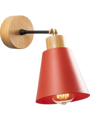 Moira Konikkem Hareketli Başlık Metal Sıvama Tekli Mafsallı Natural Ahşap Aplik Kırmızı KONIKKEM-N-616