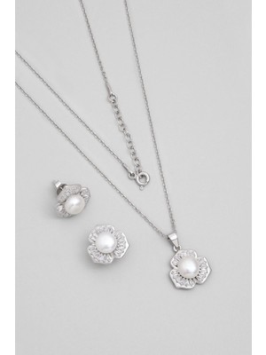 So CHIC Şans İncisi 18 Ayar Beyaz Altın Kaplama Gümüş Seti