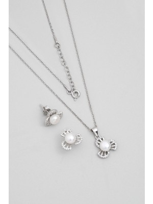 So CHIC Şans İncisi 18 Ayar Beyaz Altın Kaplama Gümüş Seti