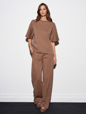 Dilvin 71925 Beli Lastikli Bol Eşofman-Vizon