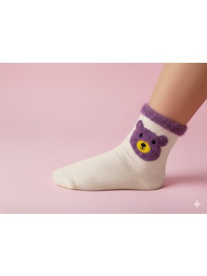 Şimo Butik Kız Çocuk Peluş Detaylı Çorap Yumuşacık Nefes Alabilir Terletmez