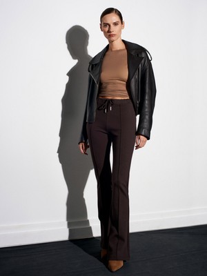 Dilvin 71891 Beli Lastikli Ispanyol Paça Eşofman-Koyu Kahve