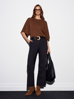 Dilvin 72201 Düz Kesim Kumaş Pantolon-Siyah