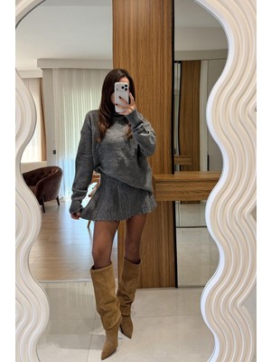 Balıkçı Yaka Triko Etekli Takım