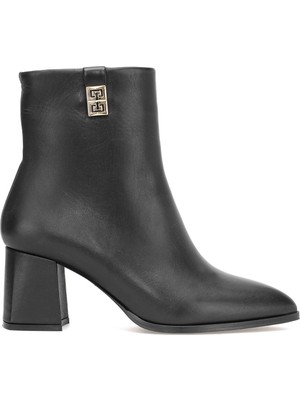 Ayakkabı Fuarı Elit Marivonne Kadın Hakiki Deri Topuklu Bot Siyah