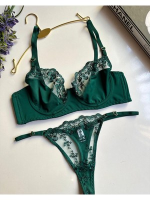 Hama Love Kadın Yeşil Dantel Saten Iç Çamaşır Takımı