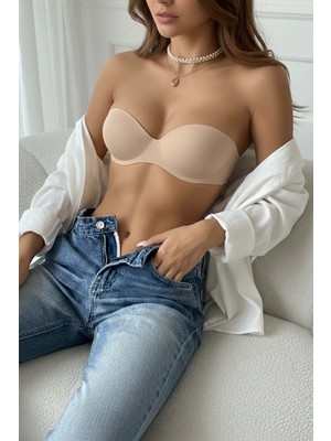 Merry See Dikişsiz Balensiz Hafif Destekli Lazer Kesim Izbırakmaz Görünmez Straplez Sütyen