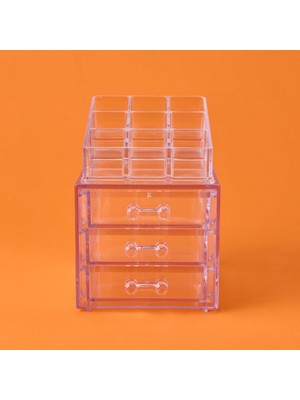Matmel Living 3 Çekmeceli Takı ve Makyaj Organizeri - Şeffaf - 15X13X18 cm