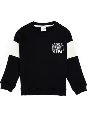 U.S. Polo Assn. Erkek Çocuk Siyah Şardonlu Bisiklet Yaka Sweatshirt 50316603-VR046