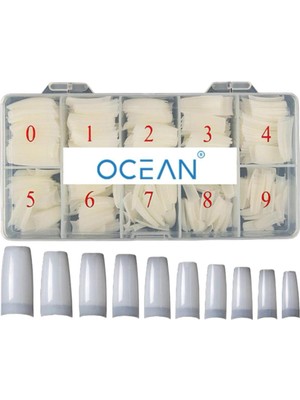 Ocean Yarım Ay Tips Protez Tırnak Kemik, Kolay Uygulanabilir, Özel Kutulu 500'LÜ Tips