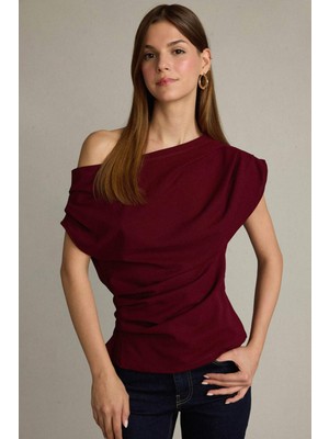 DeFacto Fitted Basic Düz Tek Omuzlu Bluz F8993AX25SM