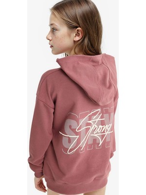 DeFacto Oversize Geniş Kalıp Kapüşonlu Sırt Baskılı Sweatshirt Kız Çocuk F2794A825AU